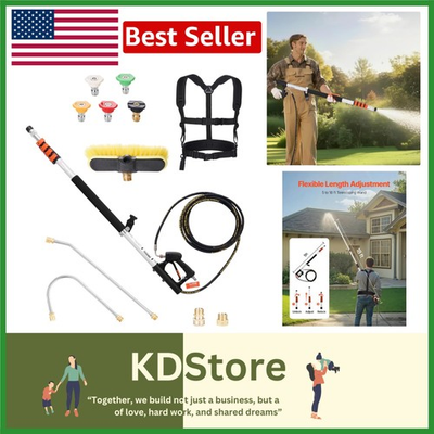 #ad Telescopic Spray Wand 18 ft for High Pressure Washers Includes Brush amp; Nozzles $151.19