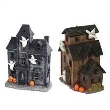 Halloween Village Spooky Village Haunted House with LED Lights Spooky