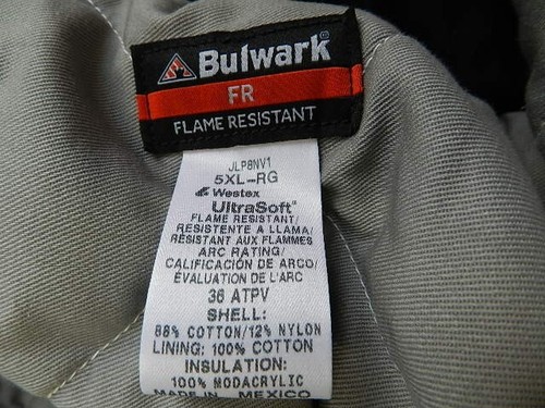 NWT Mens Bulwark FR Heavyweight Jacket Navy CAT 3 2112 size 5X 2112 ( ADM LOGO - Picture 3 of 12