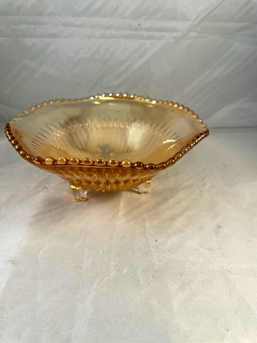 Marigold Carnival Glass Bowl - Jeanette Anniversary -6" - Picture 2 of 6
