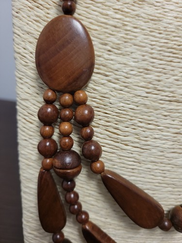 Vintage Estate Multi-Strand Lightweight Brown Wood Beaded STATEMENT Necklace 36" - Picture 4 of 10