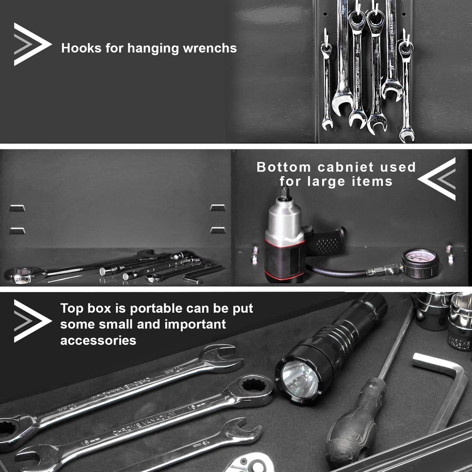 Torin Rolling Garage Workshop Tool Organizer Detachable 3Drawer Tool Chest Black - Image 4 of 4