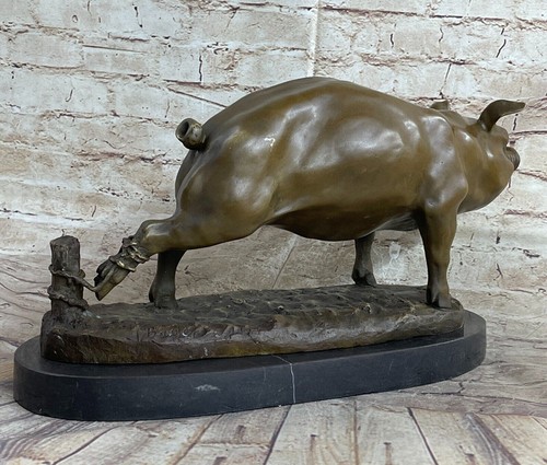Scultura statua animale cinghiale maiale cinghiale zodiaco 17" bronzo popolare cinese fengshui anno senza prezzo di riserva - Foto 4 di 7