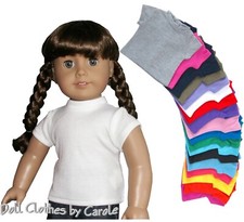 Black Blue Red Pink Green Purple White Tee T Shirt fits 18" Girl Size Doll