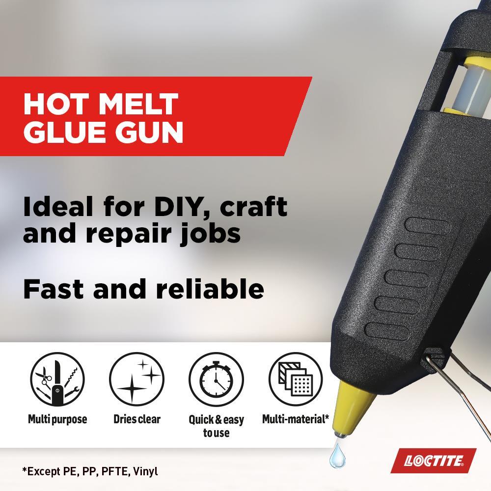 Loctite Hot Melt Black Glue Gun for Crafts & Repairs with 6 Glue Sticks