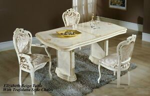 Elizabeth Italian Beige Cream Luxury Dining Table And 6 Chairs Ebay