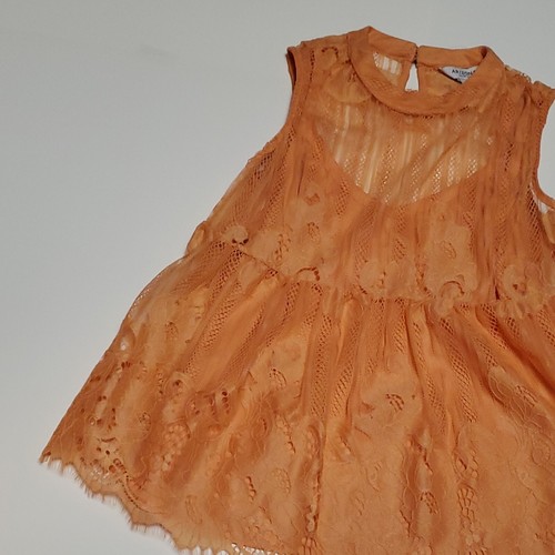 Canottiera Arizona Sunbaked Peach arancione senza maniche pizzo nuova con etichette piccola junior - Foto 3 di 11