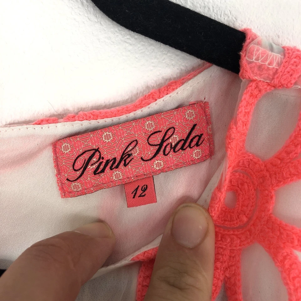 Womens PINK SODA Party Pink White Sleeveless Fit Flare Dress Size UK 12 - Image 3 of 4