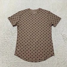 BYLT Shirt Men Medium Brown Polka Dot Drop Cut Lux Short Sleeve Performance