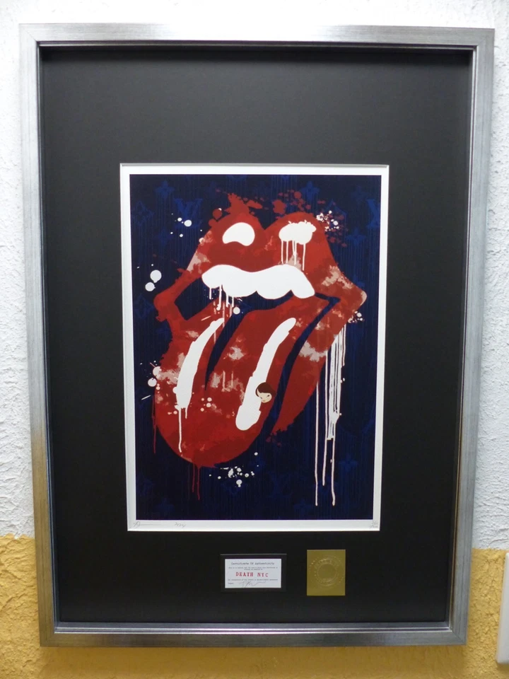 DEATH NYC "GERAHMT" Lithografie limitiert "Rolling Stones" 3D Siegel Zertifikat - Bild 2 von 4