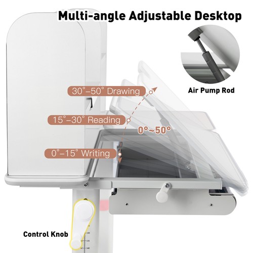 Oversized Height Adjustable Study Desk Armrest Chair for Kids w/Bookshelf,Drawer - Picture 8 of 73