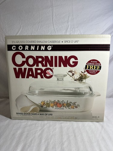 Spice O'Life CORNING WARE 2 1/2 Qt Covered Shallow Casserole A-10-8 NOS NEW