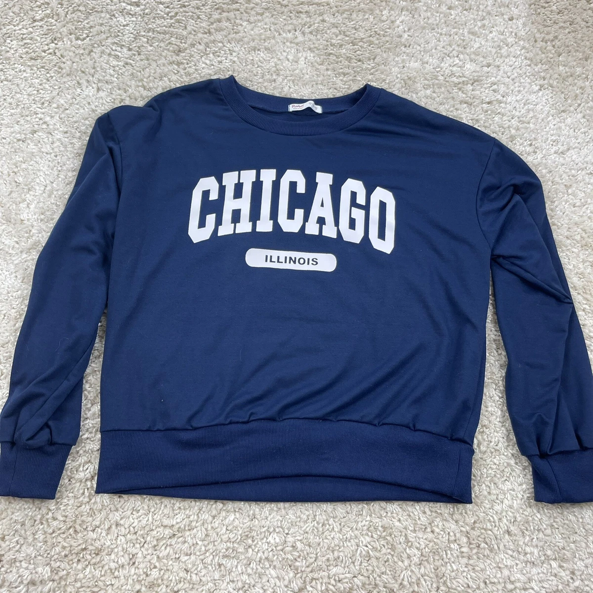 Romwe womens medium crew neck sweater blue Chicago Illinois