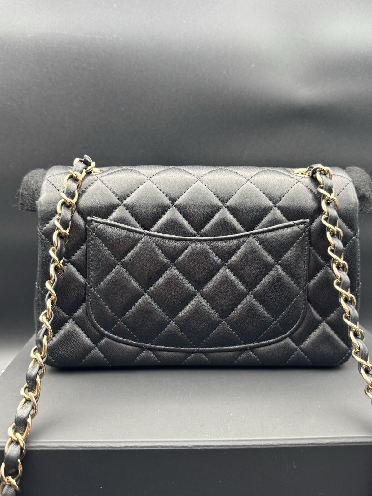 NEW Chanel Mini Rectangular Classic Flap Bag Black Lambskin w/Gold Hardware Auth image 4