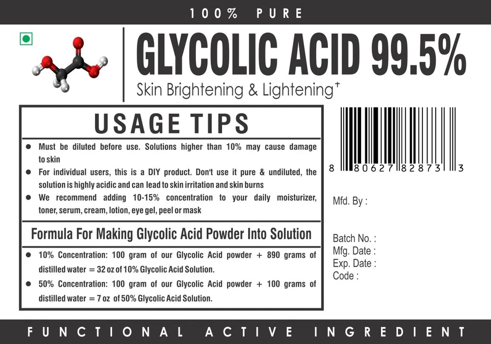 Glycolic Acid Powder 99.5% Pure Skin Peel Exfoliator Brightening Scars Wrinkles - Image 3 of 3