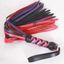 Real Genuine Cow Hide Leather Flogger / Whip 50 Falls Red Black Purple Heavy