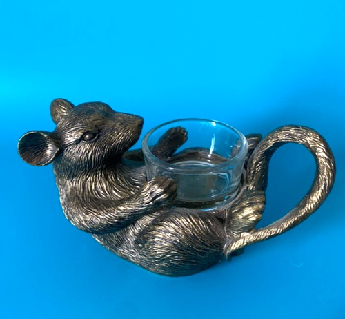 Habitat Bronze Maus Teelichthalter auf dem Rücken liegend sehr guter Zustand