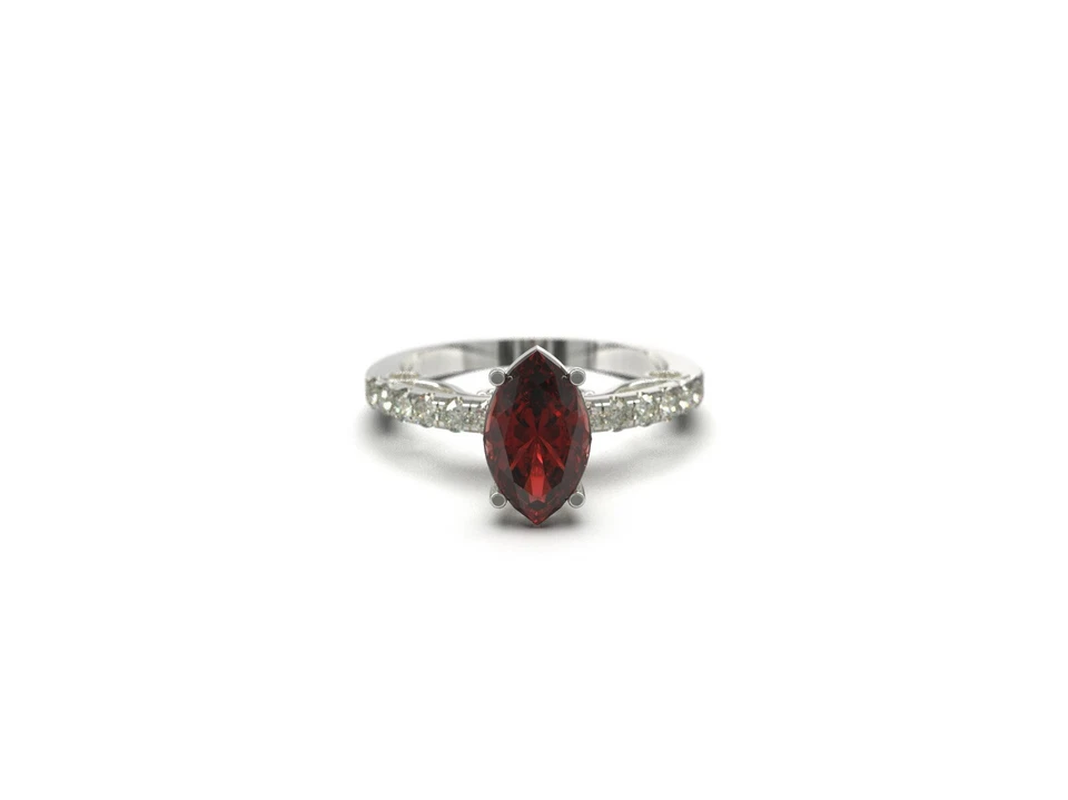 Anillo Granate Plata Banda Granate Rojo 4x8 Carpas 0.9 Ct Granate Aniversario Banda N Foto 3 de 4