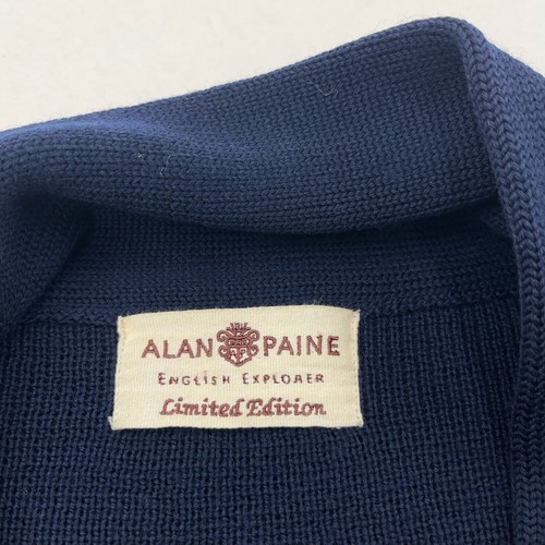 Alan Paine Merino Wool Cardigan Shawl Collar Navy Limited Edition UK Size 46” - Picture 6 of 14