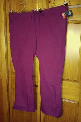 NWT Dickies Size 3XL Scrub Pants Burgundy Dark Red 49" waist 31" inseam 14" rise - Picture 4 of 16