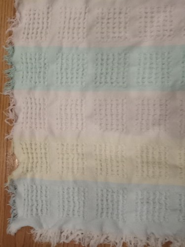 Vintage Japan All Mine 100% Acrylic Knit Baby Blanket Pastels Waffle Weave - Picture 20 of 23
