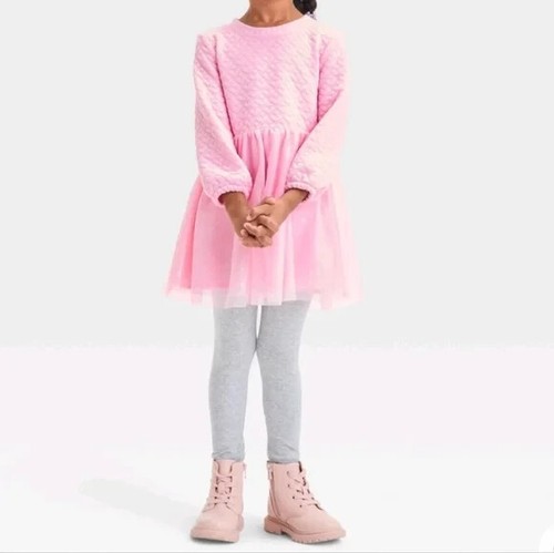 Toddler Girls' Long Sleeve Heart Tulle Dress - Cat & Jack - Picture 3 of 3