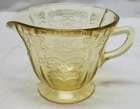 VINTAGE FEDERAL GLASS MADRID FOOTED YELLOW DEPRESSION GLASS CREAMER