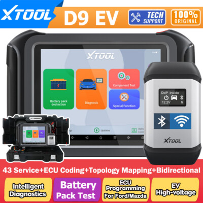 XTOOL D9EV OBD2 Scanner New energy Car Auto Diagnostic Tool ECU Coding 46+Resets