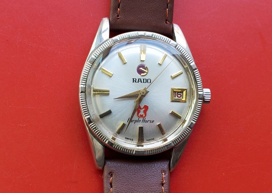 VINTAGE MEN'S RADO PURPLE HORSE AUTOMATIC DATE 34.5MM SERVICED