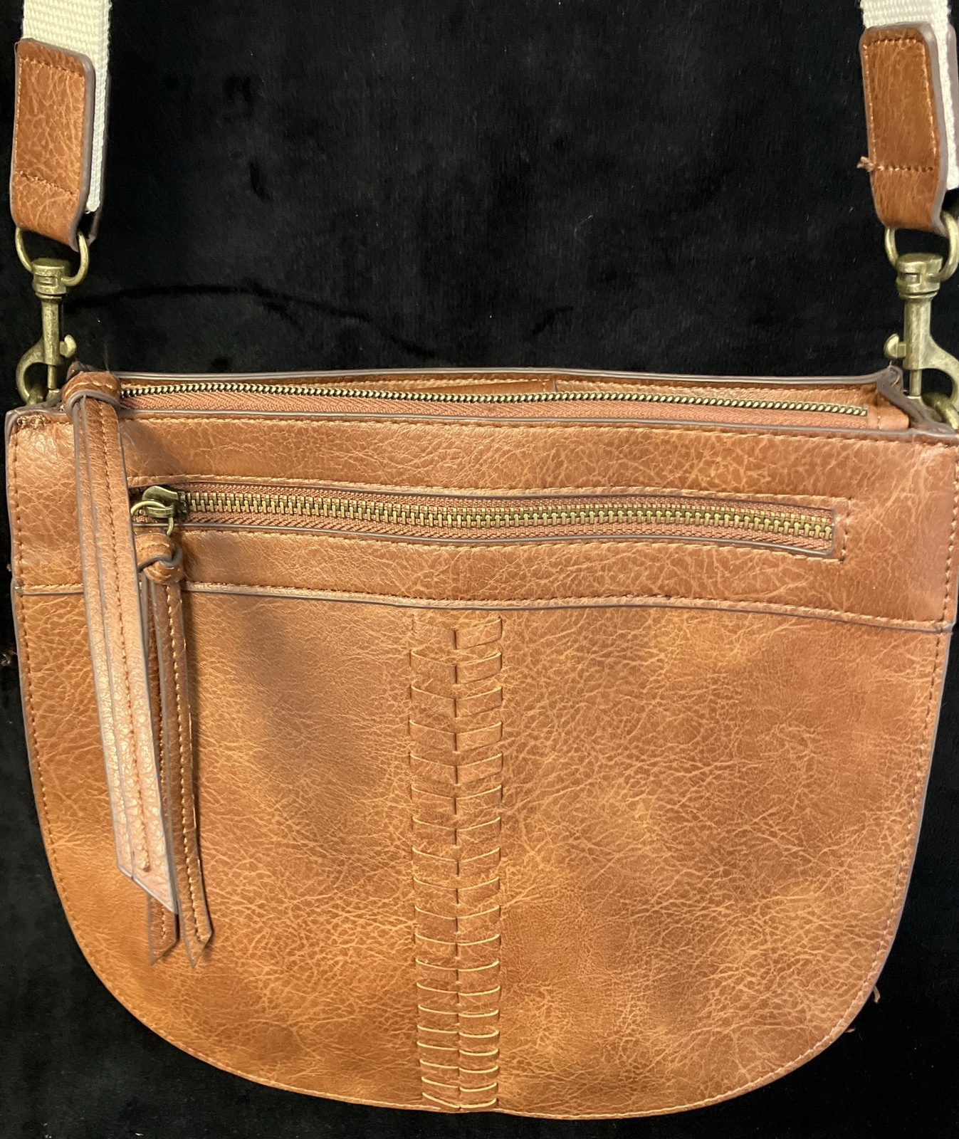 Handbag Boho Leather Webbed Adjustable Shoulder O… - image 2