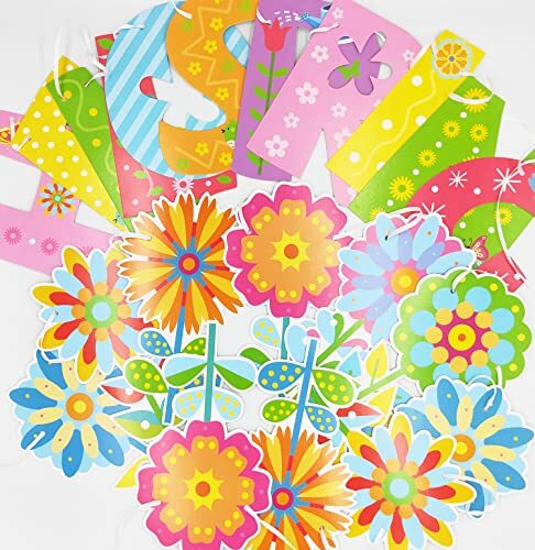 Hello Spring Banner Colorful Spring Bunting Banner Flower Pattern Banner - Picture 7 of 7