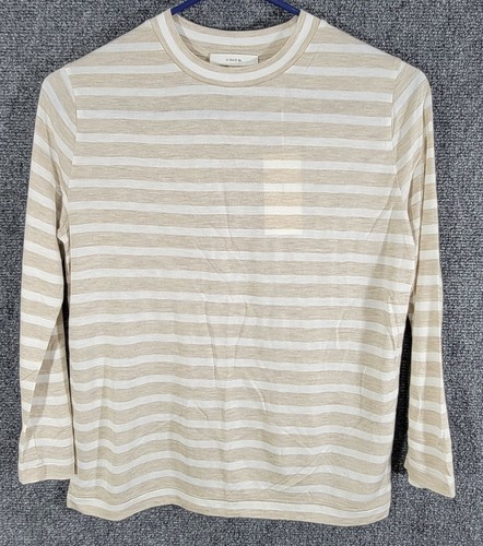 Vince Crewneck T-Shirt Women's XXS Oat Optic White Stripe Bracelet Sleeve New