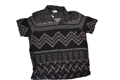LRG Lifted Research Group Mens Mali Woven Black Rayon Button-Up Shirt NWT M