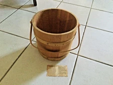 VTG. BASKETVILLE WOODEN SUGAR BUCKET MADE IN PUTNEY VERMONT USA