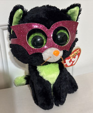 TY Beanie Boos Jinxy the Black Green Kitty Cat with Mask Plush 6" **Mint Tags