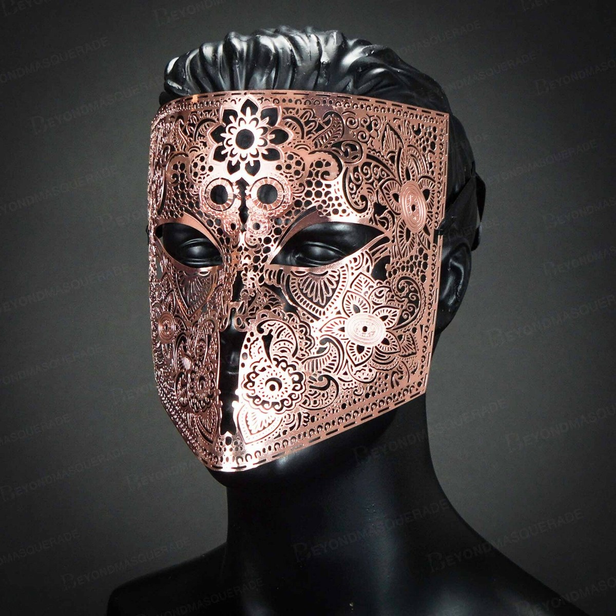 Luxury Rose Gold Masquerade Mask Full Face Mask Bauta Party