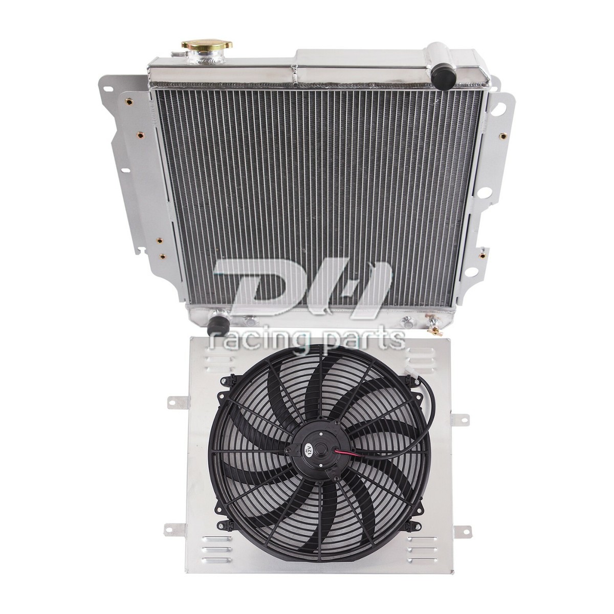 3-Row Radiator + Shroud + Fan Kit For 1987-2006 Jeep Wrangler TJ (2.4L-4.2L Engines)