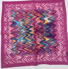 Sciarpa quadrata 17" cotone multicolore rosa zig zag nuova con scatola Missoni