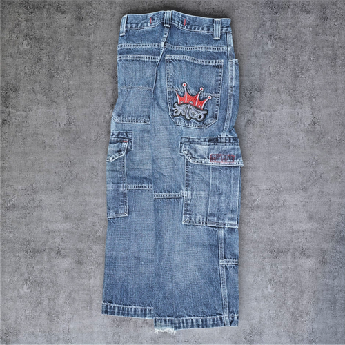 VTG Y2K JNCO Jeans Crown Logo Wide Leg Carpenter Denim Pants Youth Size 8 - Picture 13 of 15