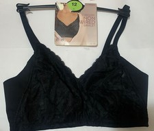 M&S NINA LACE NONWIRED, POST SURGERY  LACE BRALETTE IN BLACK Size 12
