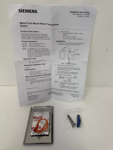 SIEMENS 540-984 10K OHM NTC FLUSH MOUNT ROOM SENSOR TYPE II NEW