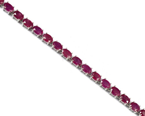 6x4 mm Oval Cut Natural Ruby Gemstone 925 Sterling Silver Cobra Tennis Bracelet - Picture 9 of 10