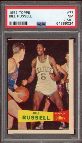 1957 Topps Bill Russell Rookie Card RC #77 - Certified PSA 7 MC (Near Mint)