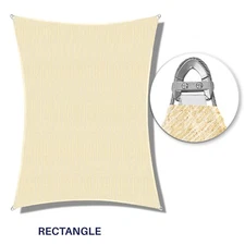 Beige 23-31ft Heavy Duty Steel Wire Rectangle Sun Shade Sail Patio Pool w/8" Kit