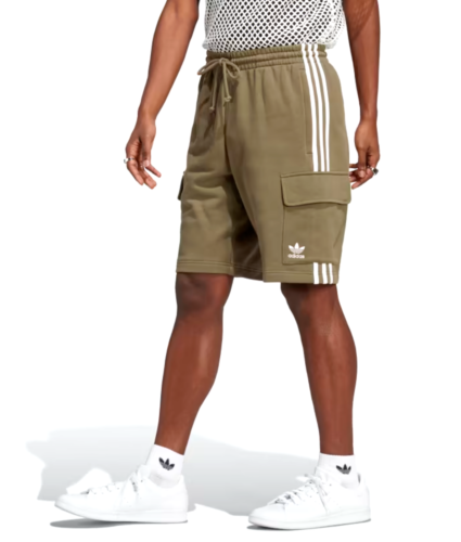 NEW MENS ADIDAS ORIGINALS 3 STRIPES CARGO TREFOIL SHORTS ~ LARGE  #IA6332  OLIVE - Picture 1 of 7