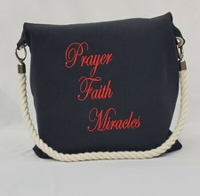 Denim tote bag, Embroidered bag, Casual tote bag, Totes, Black bag, Denim. 