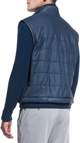$5995 LORO PIANA Quilted Lambskin Leather Cashmere Bomber Jacket + Vest 52 Large - Picture 2 of 20
