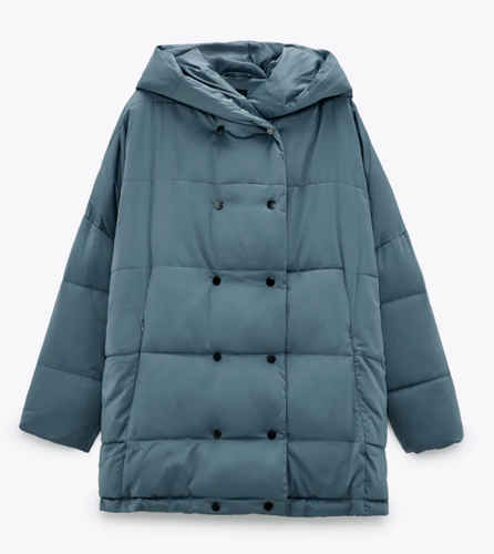 OVERSIZED HOODED QUILTED PUFFER COAT 