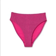 Tabitha Brown x Target Fuchsia Ribbed High Waisted Bikini Bottom French Cut NEW