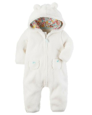 Mousmile Infant Baby Fleece Snowsuit Winter Warm Sherpa Hooded Jumpsuit Cozy Footed Pajamas Romper for Newborn Boy Girl